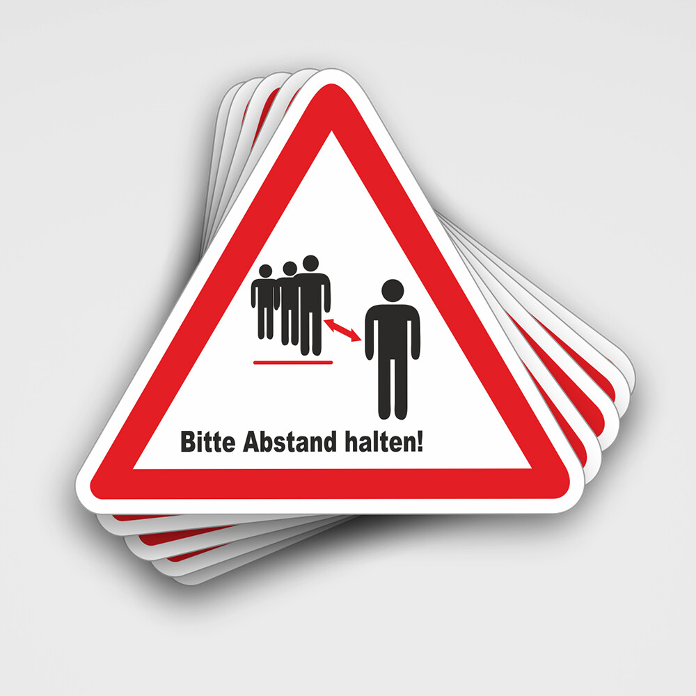Aufkleber 'bitte Abstand halten'