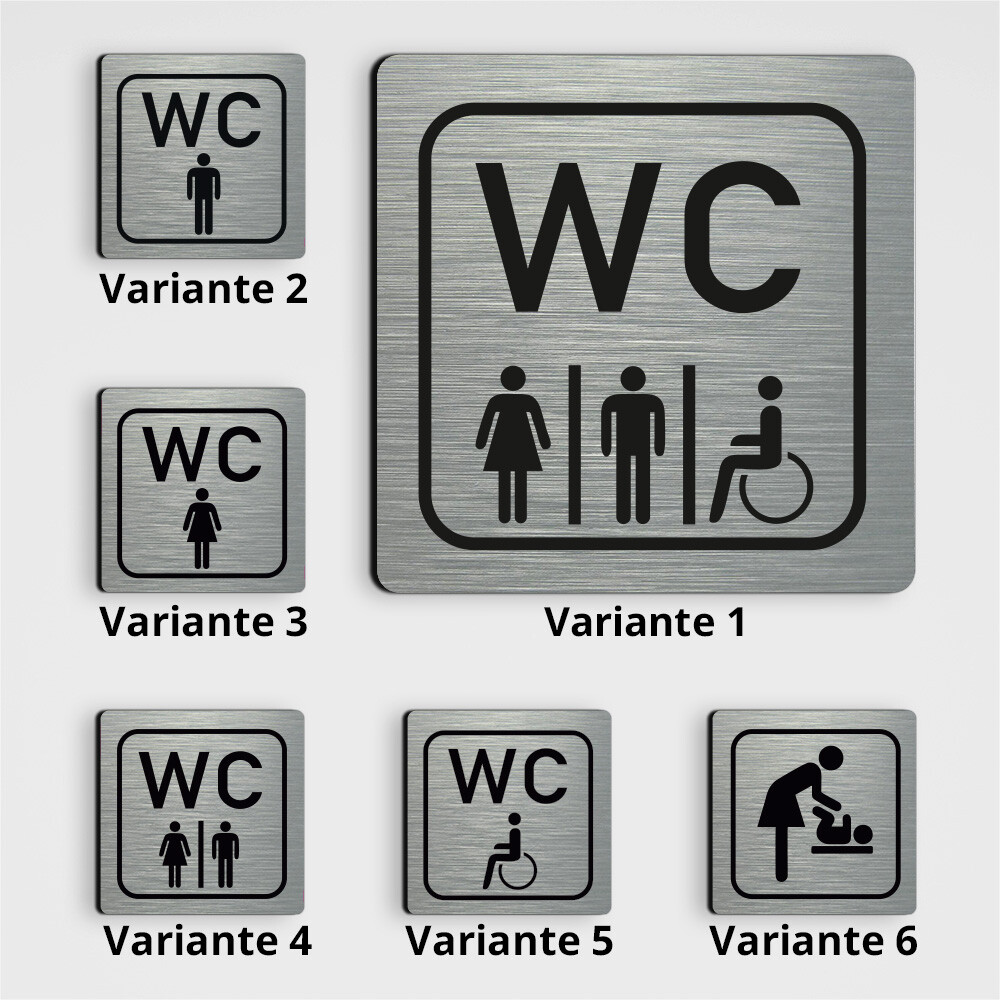 WC Hinweisschild WC Schild Damen, Herren, Behinderten - WC 20 x 20 cm 4 - Damen und Herren - WC