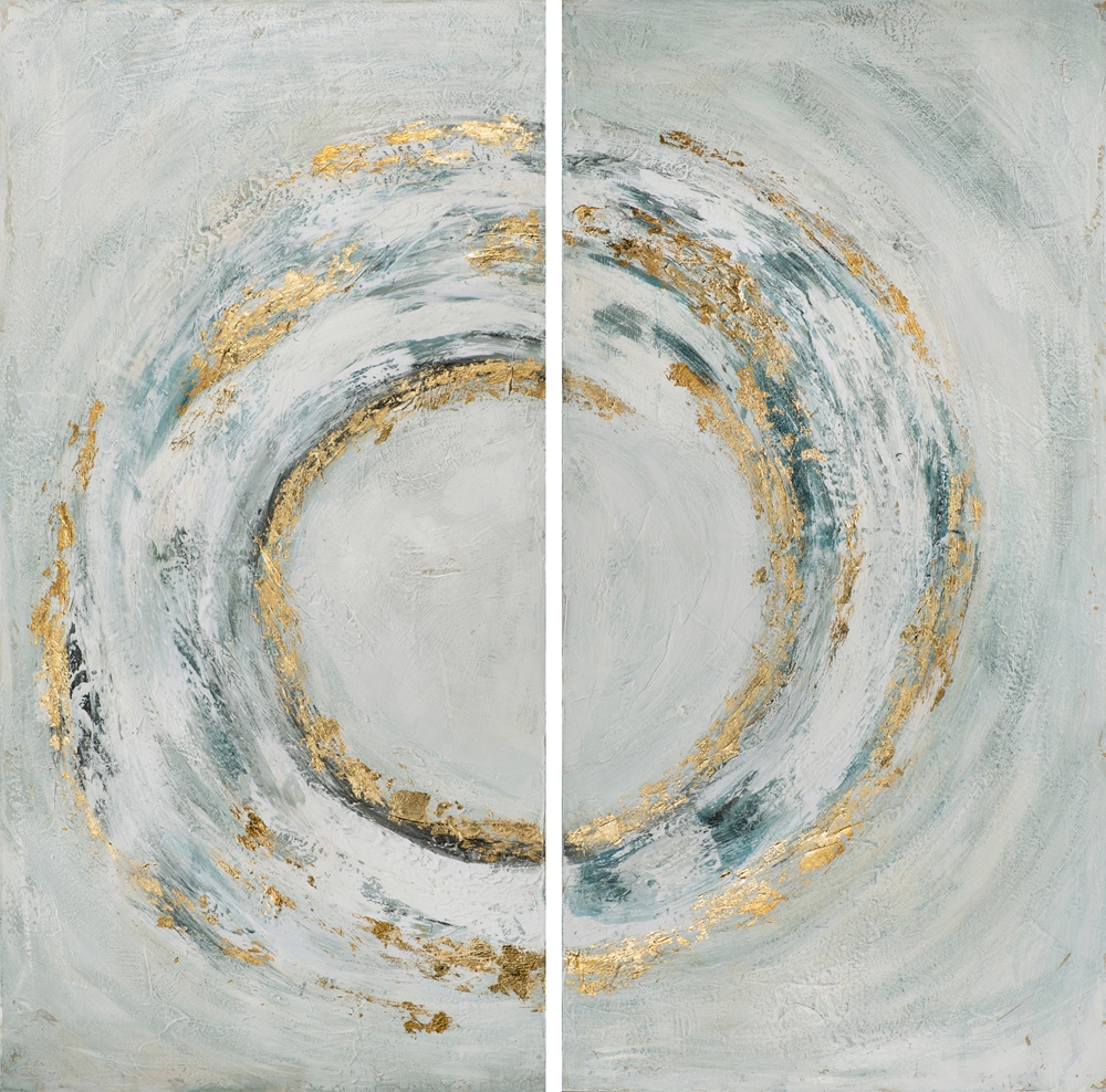 2-teiliges Handgemaltes Bild „abstrakte Kreise“ 140 x 140 cm