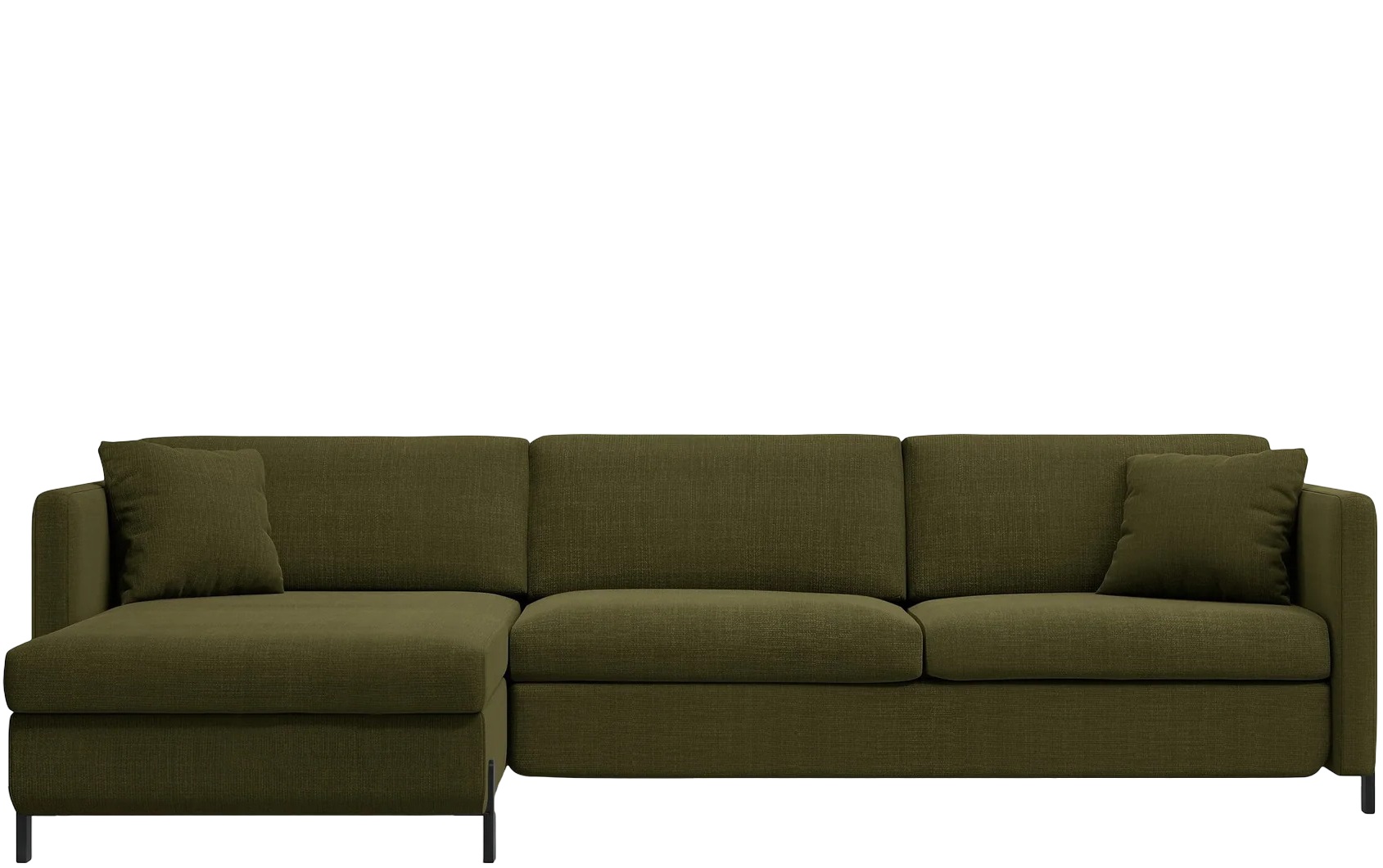 4-Sitzer Design Ecksofa „Gloria“ mit Bettfunktion (140 x 205 cm) - Strukturstoff Grün