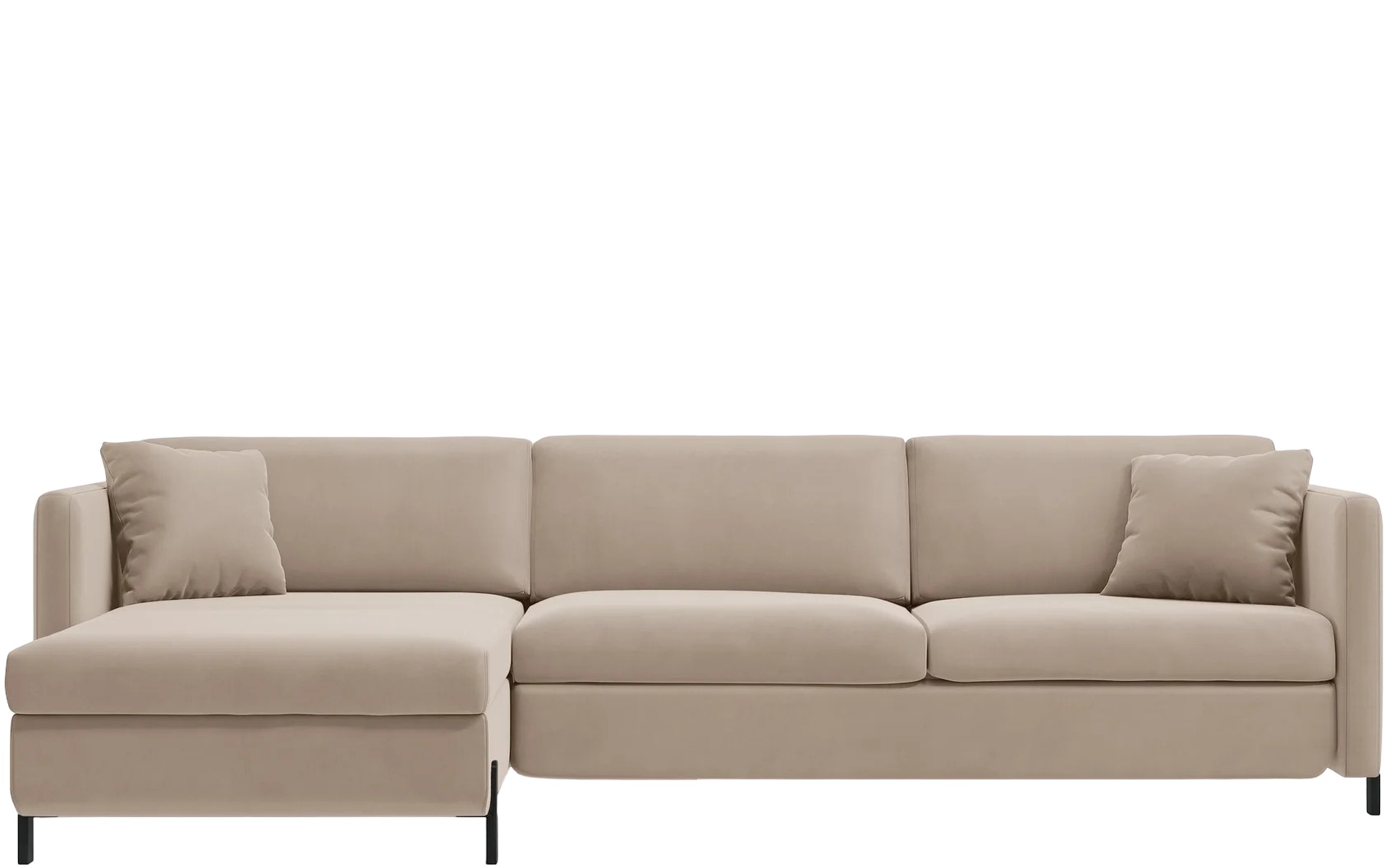4-Sitzer Design Ecksofa „Gloria“ mit Bettfunktion (140 x 205 cm) - Samtbezug Beige