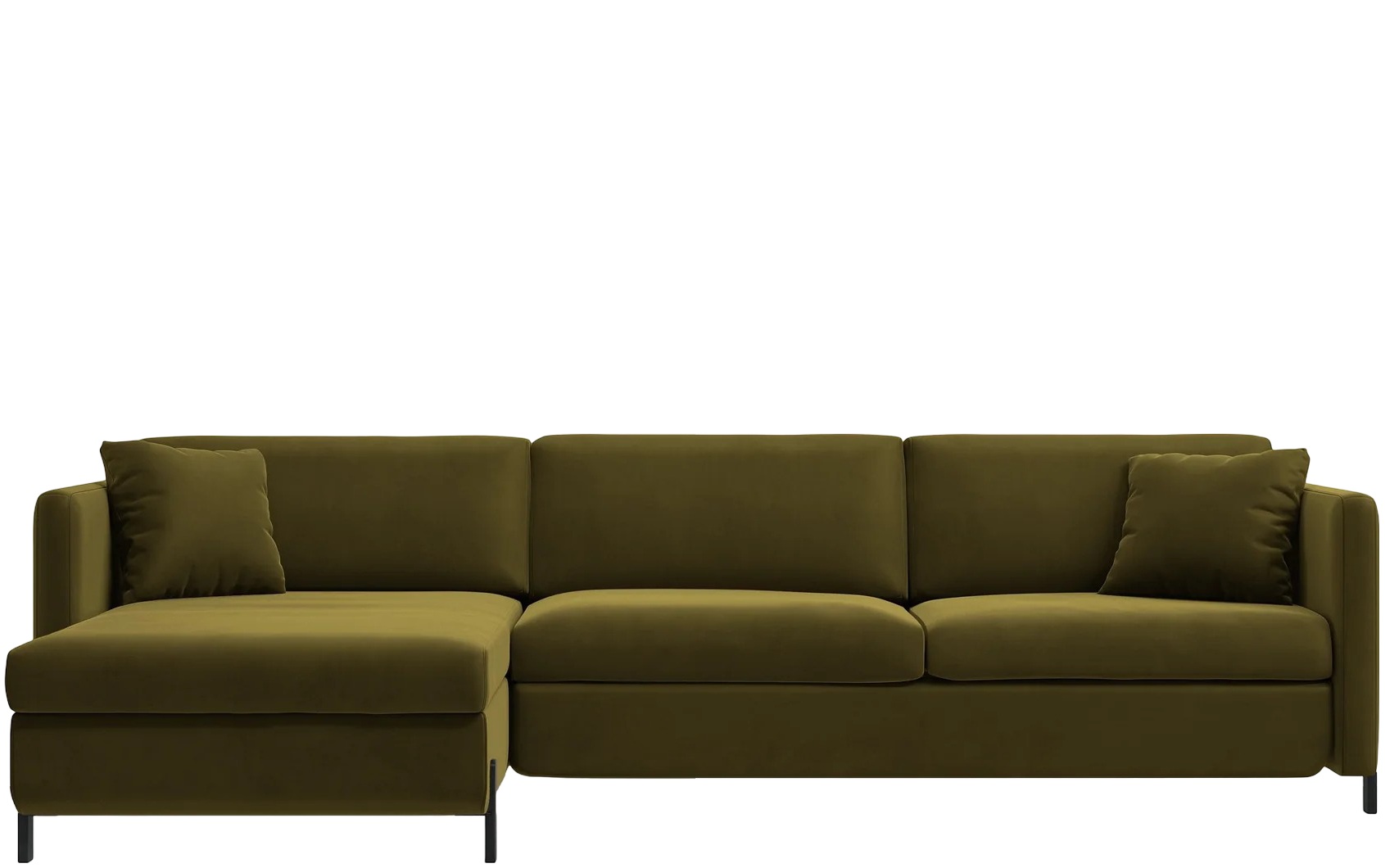 4-Sitzer Design Ecksofa „Gloria“ mit Bettfunktion (140 x 205 cm) - Samtbezug Grün