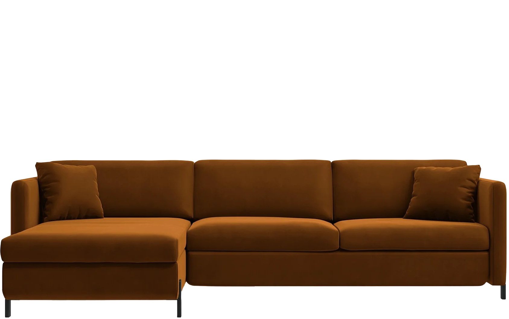 4-Sitzer Design Ecksofa „Gloria“ mit Bettfunktion (140 x 205 cm) - Samtbezug Braun