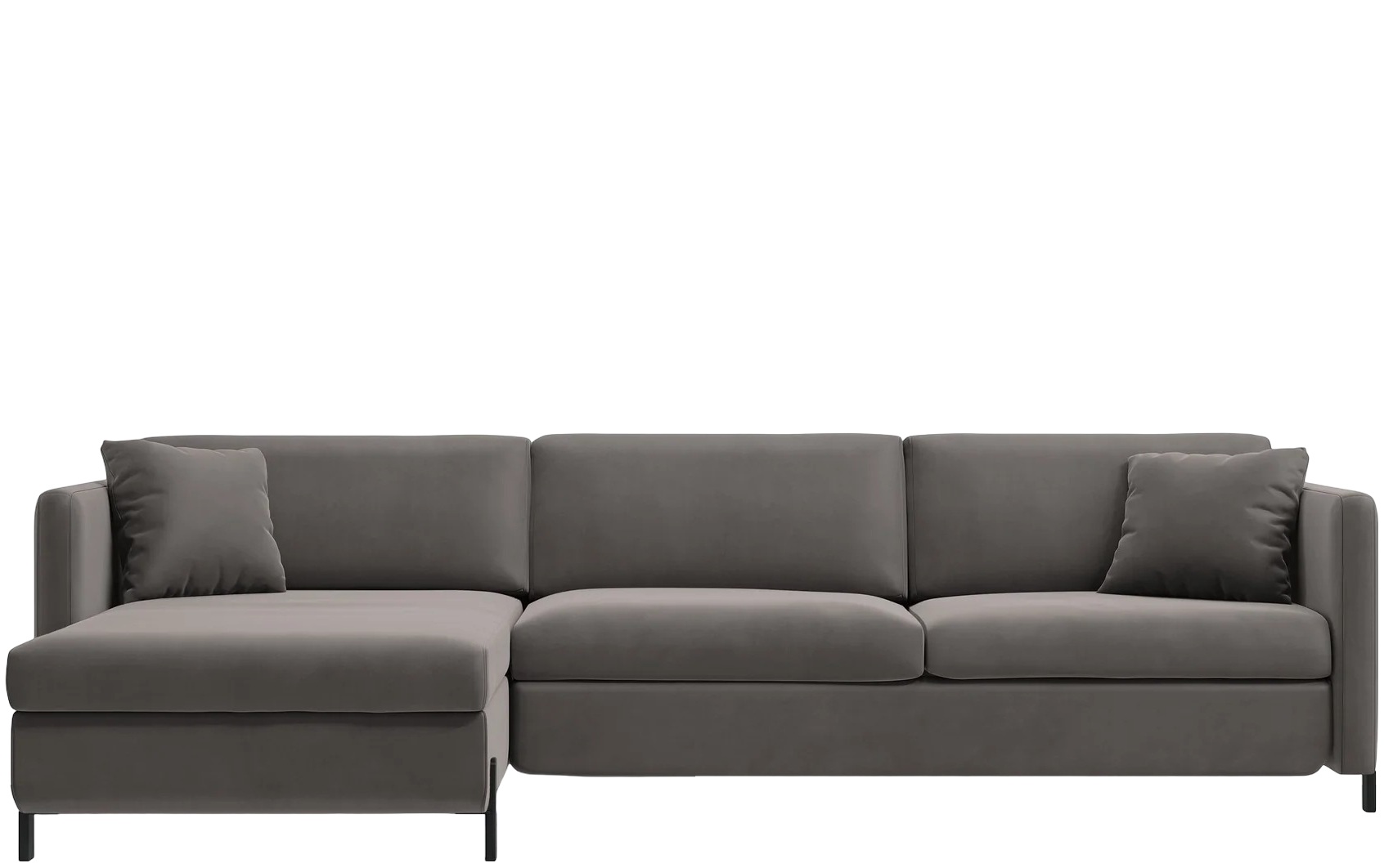 4-Sitzer Design Ecksofa „Gloria“ mit Bettfunktion (140 x 205 cm) - Samtbezug Grau
