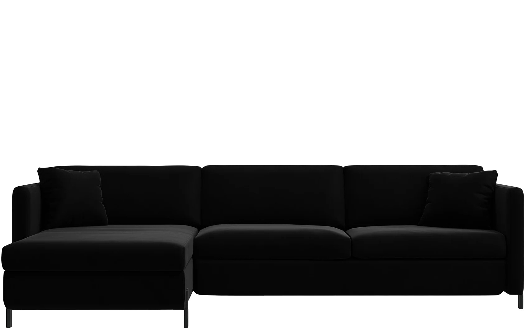 4-Sitzer Design Ecksofa „Gloria“ mit Bettfunktion (140 x 205 cm) - Samtbezug Schwarz