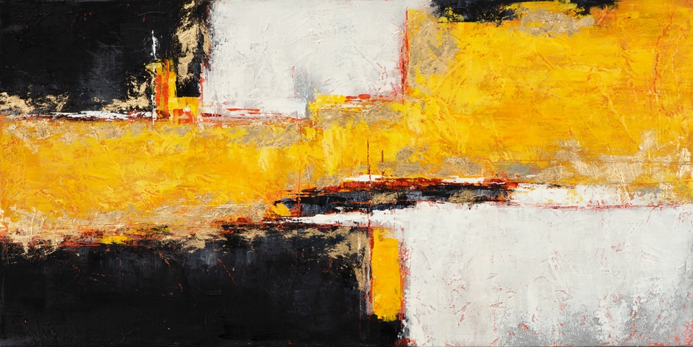 Handgemaltes Bild „Black & Yellow“ 70 x 140 cm