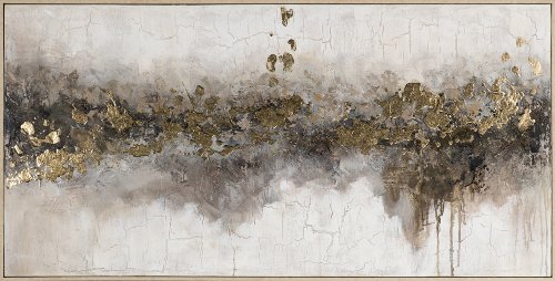 Handgemaltes, gerahmtes Bild „Golden Horizon“ 70 x 140 cm