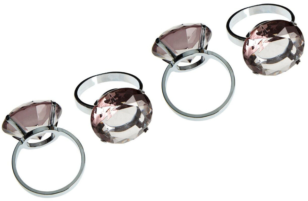 4-tlg. Serviettenringen-Set Grey Diamante