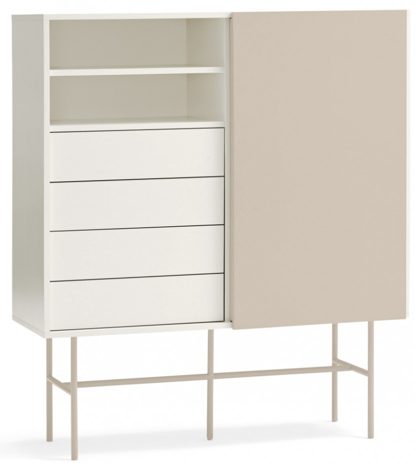 Design Highboard „nube“ Cream/Sand - 140 x 120 cm