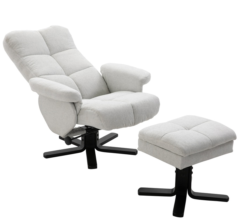 Relaxsessel „Sven Light Grey“ mit Fusshocker