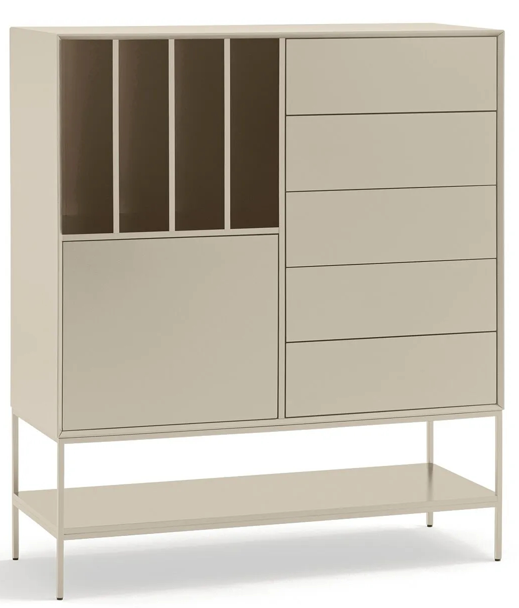 Grosses Design Highboard „Platt“ 120 x 140 cm - Sand