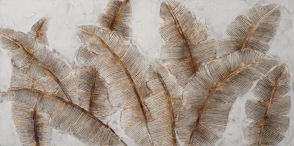 Handgemaltes Bild „Golden Leafs“ 70 x 140 cm