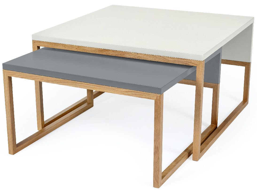 Couchtisch-Set Cubis White/Grey