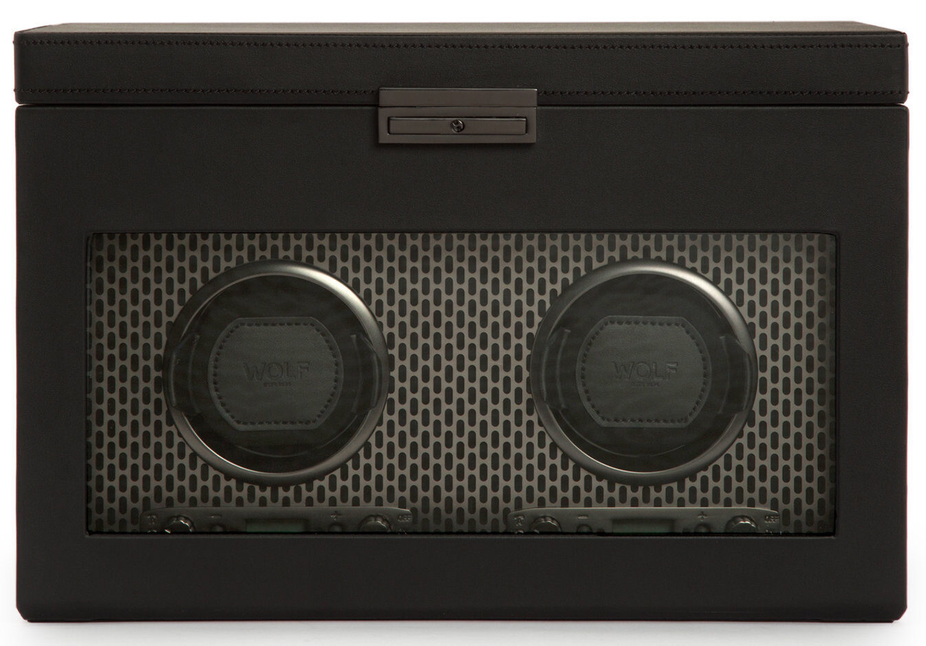 Uhrenbeweger „Axis“ Double Watch Winder mit Schmuckfach und Reise-Etui - Schwarz