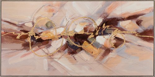 Handgemaltes, gerahmtes Bild „Geometrie in Gold“ 70 x 140 cm