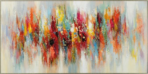 Handgemaltes, gerahmtes Bild „Irisierende Spiegelung“ 70 x 140 cm