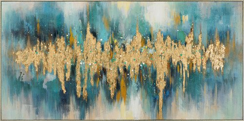 Handgemaltes, gerahmtes Bild „goldener Horizont“ 70 x 140 cm