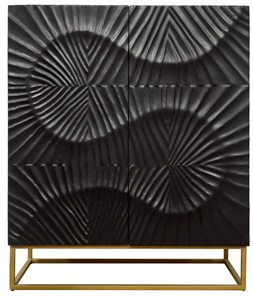 Massivholz Highboard „Skorpion“ Schwarz/Gold - 100 x 120 cm