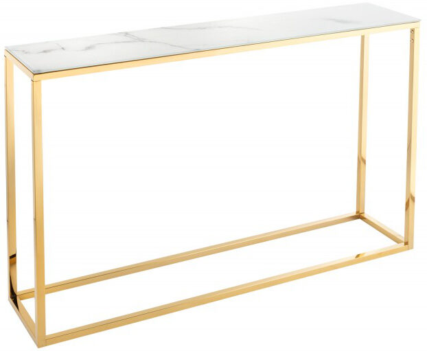 Design Konsole „Elegance“ 110 x 80 cm - Gold / weisse Marmor Optik