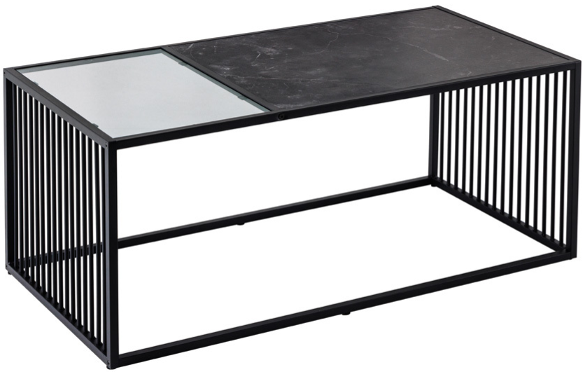 Couchtisch „Architecture“ Marmoroptik Rauchglas, 100 x 50 m