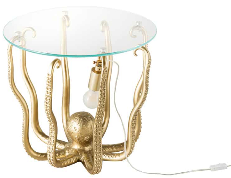 Design Beistelltisch „Wildlife Octopus“ mit integrierter Lampe, ø 50 x 46 cm