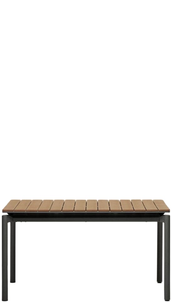 Ausziehbarer Outdoor Esstisch „Canyelle“ 140-200 x 90 cm, Schwarz/Natural