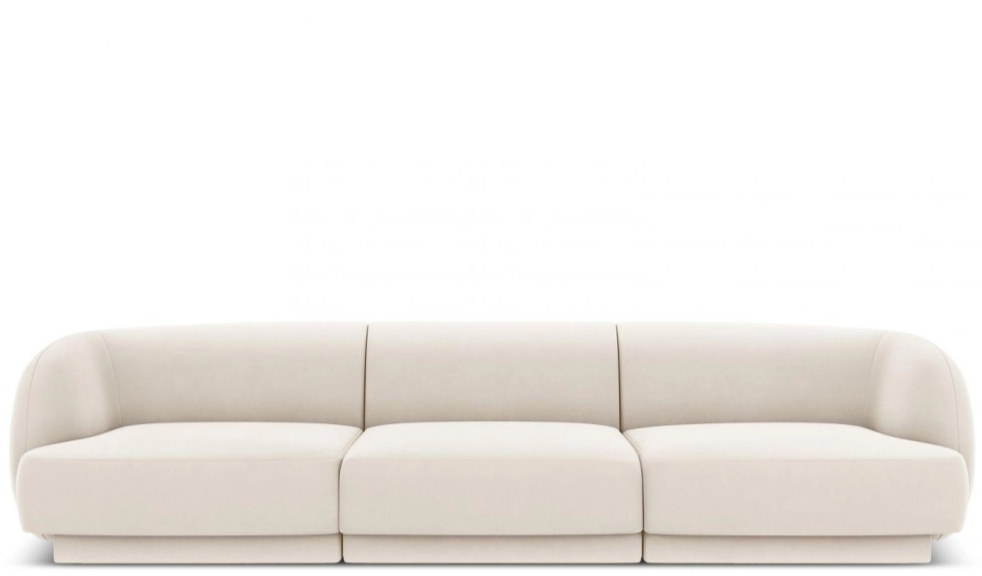 3-Sitzer Designsofa „Miley“ - mit Samtbezug Soft Beige