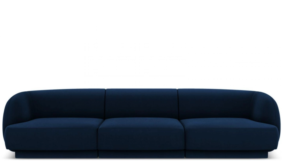 3-Sitzer Designsofa „Miley“ - mit Samtbezug Königsblau