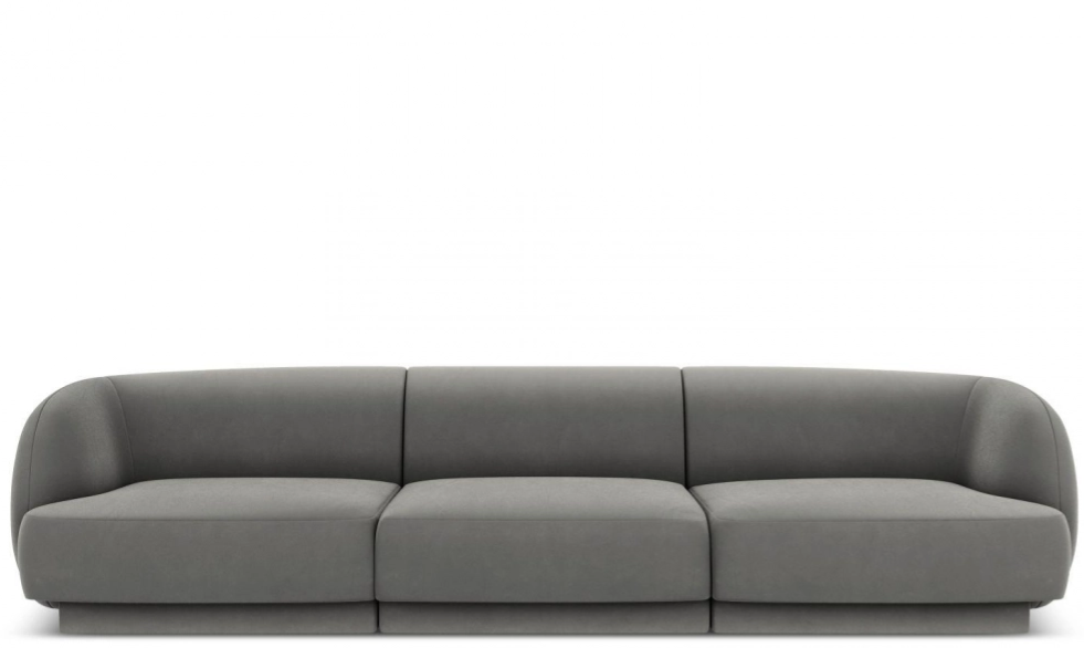 3-Sitzer Designsofa „Miley“ - mit Samtbezug Grau