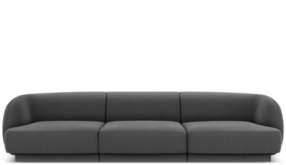 3-Sitzer Designsofa „Miley“ - mit Samtbezug Dunkelgrau