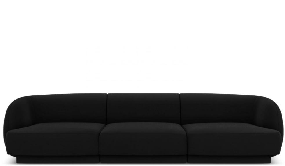 3-Sitzer Designsofa „Miley“ - mit Samtbezug Schwarz
