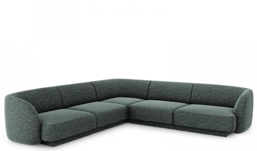 Grosses Design Ecksofa „Miley“ - Chenille Grün