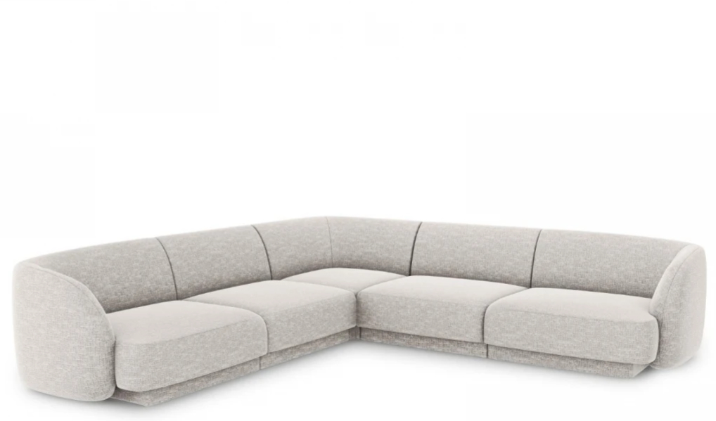 Grosses Design Ecksofa „Miley“ - Chenille Hellgrau