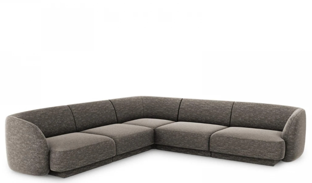 Grosses Design Ecksofa „Miley“ - Chenille Grau