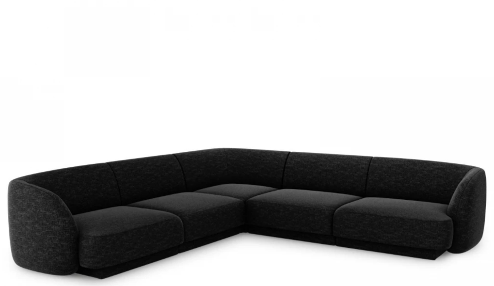 Grosses Design Ecksofa „Miley“ - Chenille Schwarz