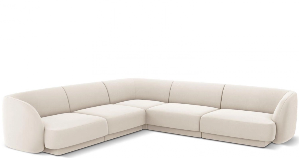 Grosses Design Ecksofa „Miley“ - mit Samtbezug Soft Beige