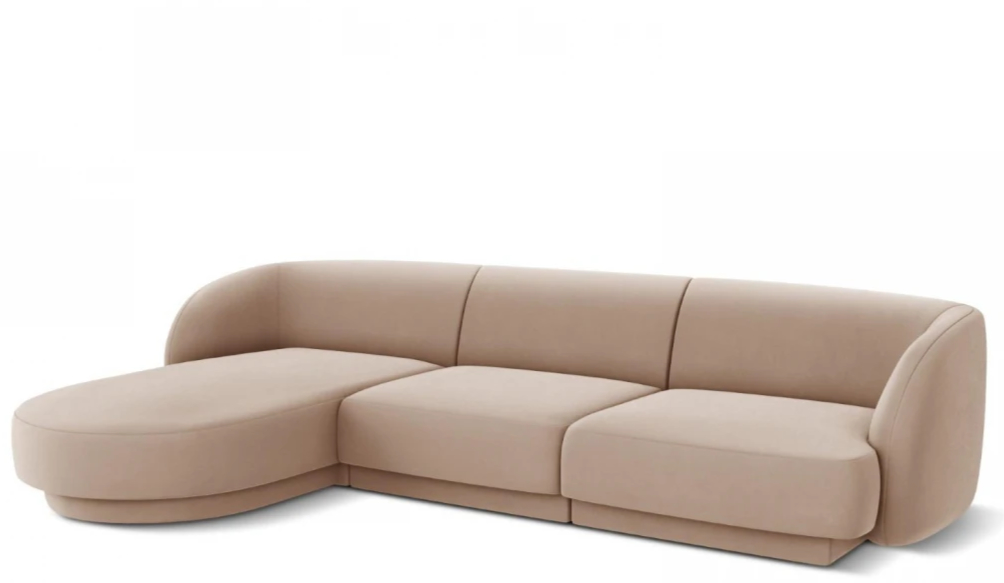 4-Sitzer Design Ecksofa „Miley“ - mit Samtbezug Cappuccino