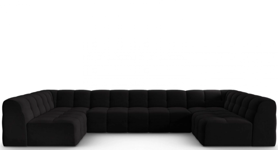 7-Sitzer Design Panoramasofa „Kendal“ Bezug: Schwarz