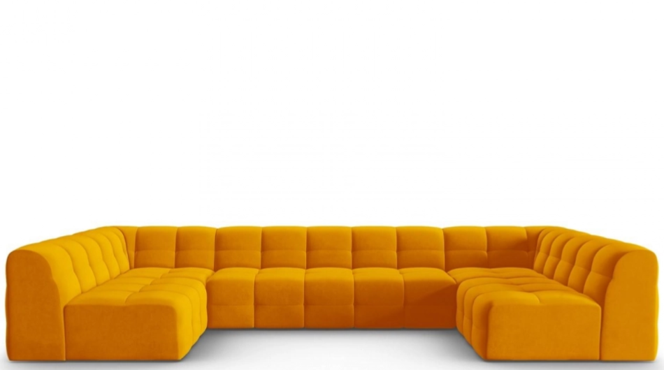 7-Sitzer Design Panoramasofa „Kendal“ Bezug: Senfgelb