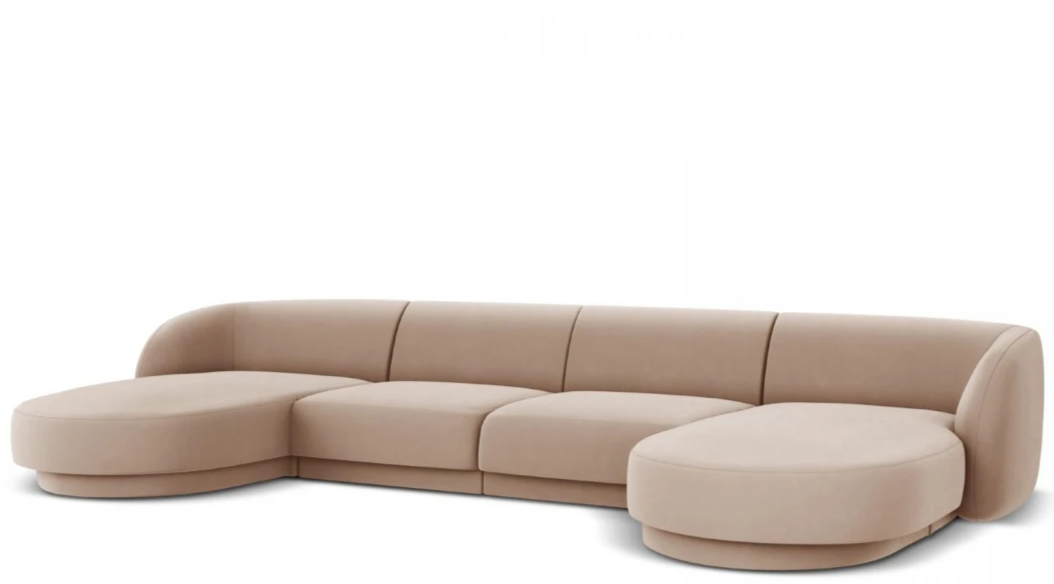Design Panorama U-Sofa „Miley“ - mit Samtbezug Cappuccino