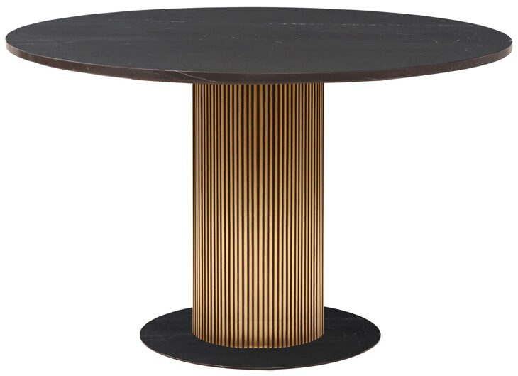 Runder Design Esstisch „Ironville“ mit schwarzer Marmorplatte ø 140 cm