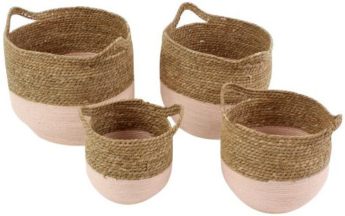 Handgeflochtenes 4 tlg. Korbset Valencia - Rosa