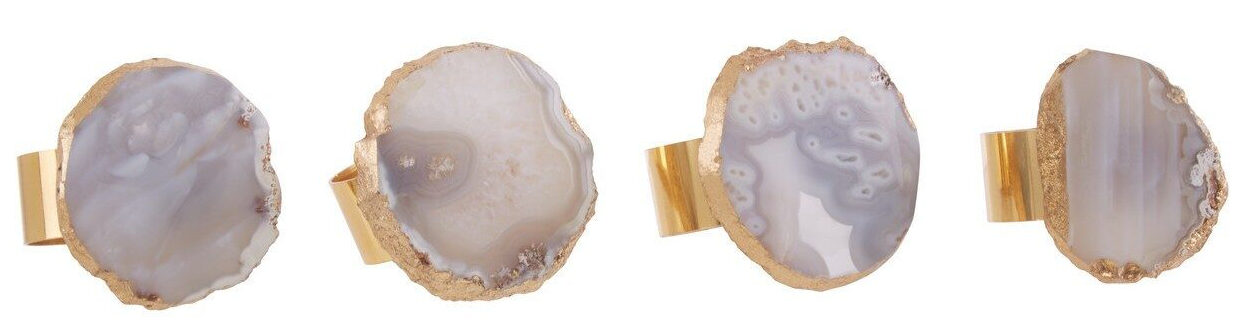 4-tlg. Serviettenringen-Set Agata Grey