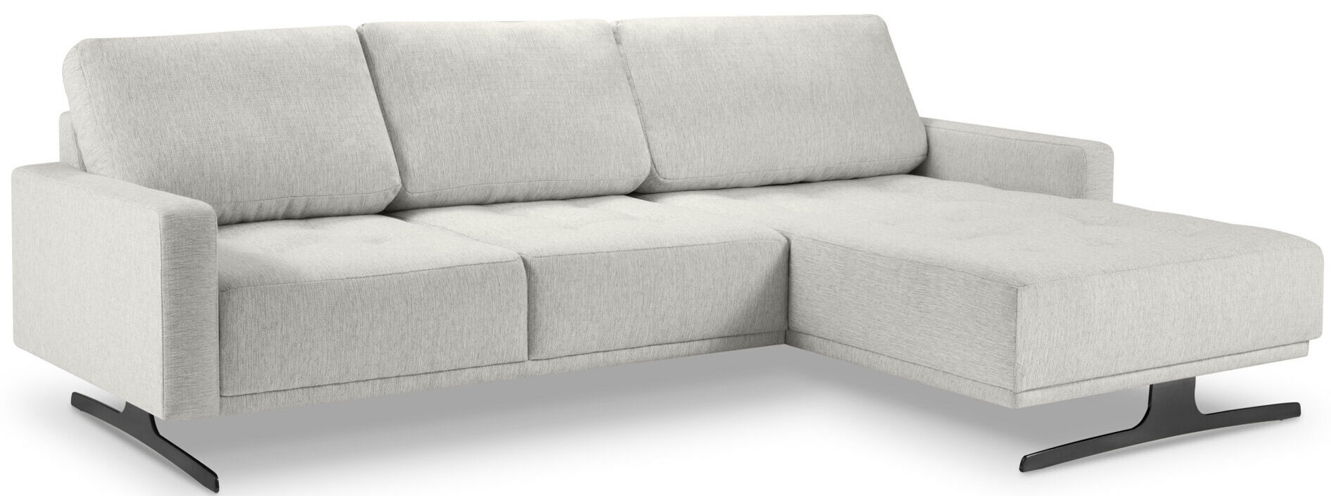Design-Ecksofa "Creo" mit schwarzen Beinen - Light Grey
