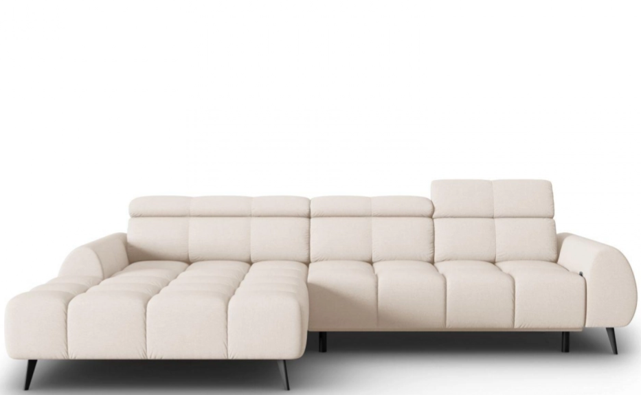 Design Ecksofa „Alyse“ mit Relaxfunktion - Strukturstoff Soft Beige