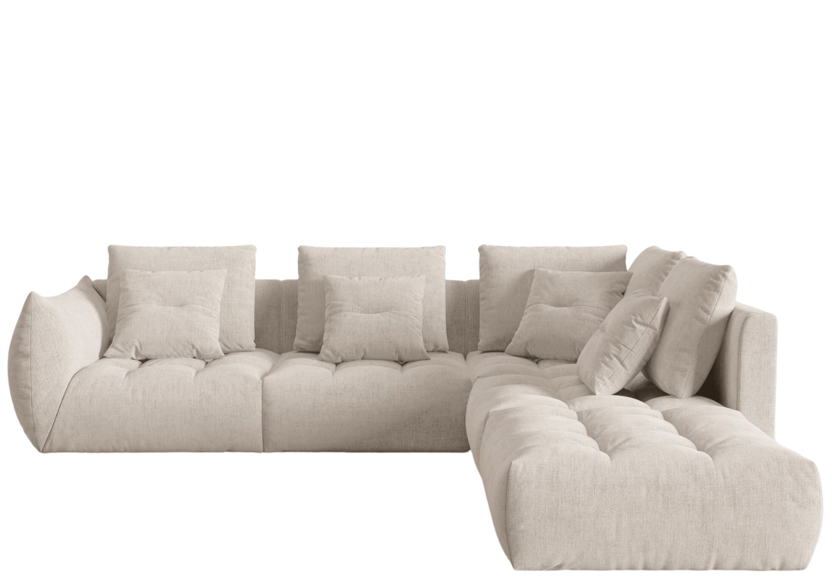 7-Sitzer Design Ecksofa „Bloom“ mit Eckteil rechts - Strukturstoff