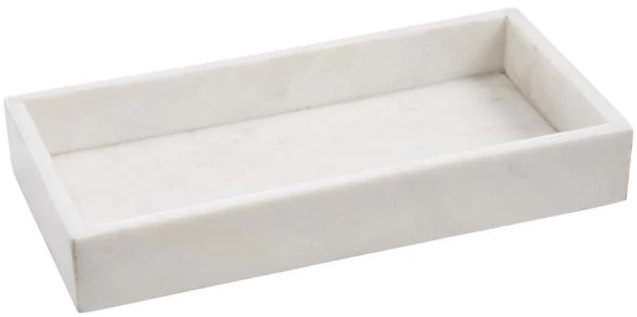 Edles, rechteckiges Marmortablett, weiss