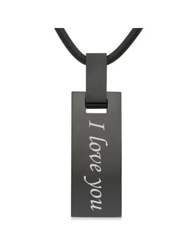 Anhänger Edelstahl Schwarz mit Gravur - Halsketten und Anhänger