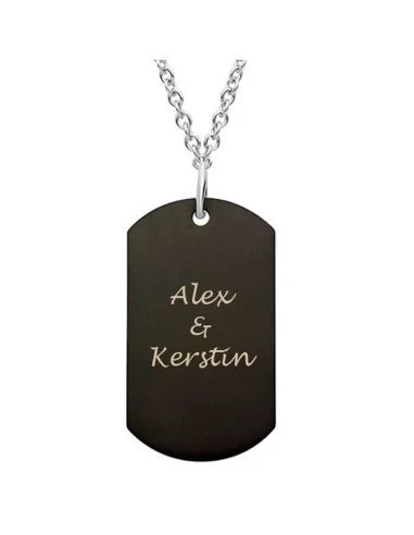 Schwarzer Dog-Tag aus Edelstahl – Modern & markant - Halsketten und Anhänger