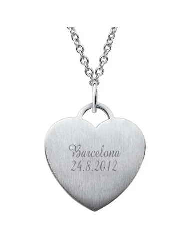 Silber Herzanhänger aus Edelstahl – Mit Gravur, für deine Botschaft - Halsketten und Anhänger